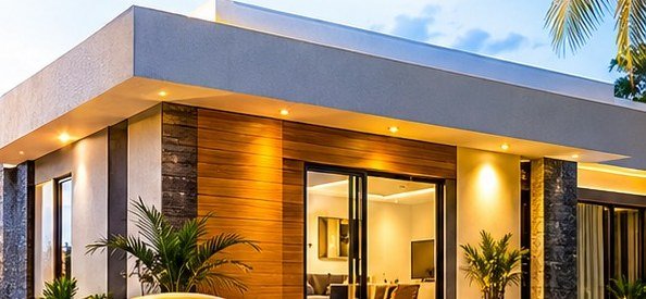 Moradia moderna renovada com iluminação exterior